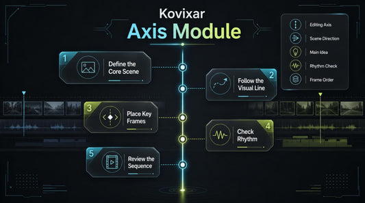 Kovixar Axis Module interface with step-by-step guide on a dark background