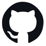 GitHub logo with a black circle and white silhouette of a cat.