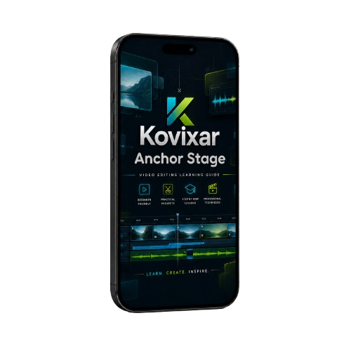 Phone displaying the Kovixar Anchor Stage app on a white background