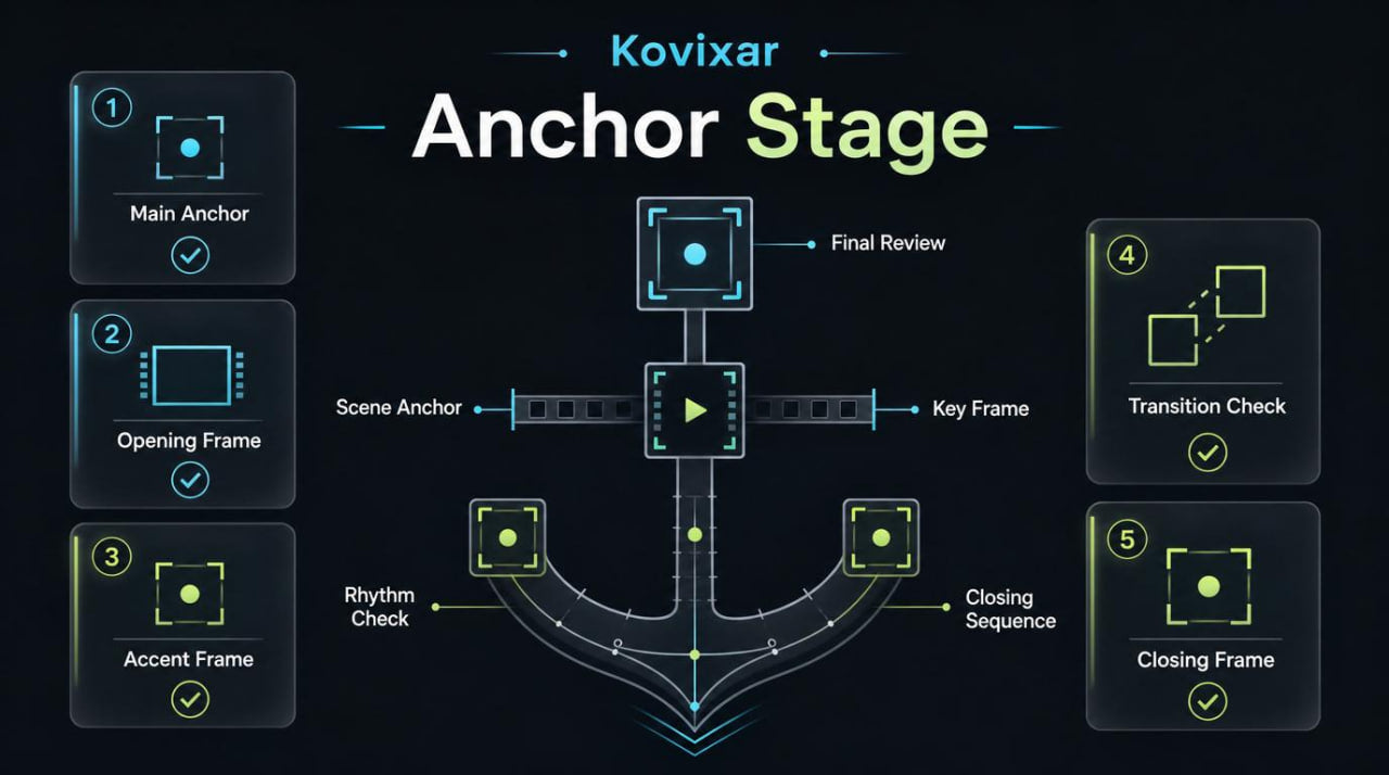 Diagram of the Kovixar Anchor Stage process on a dark background