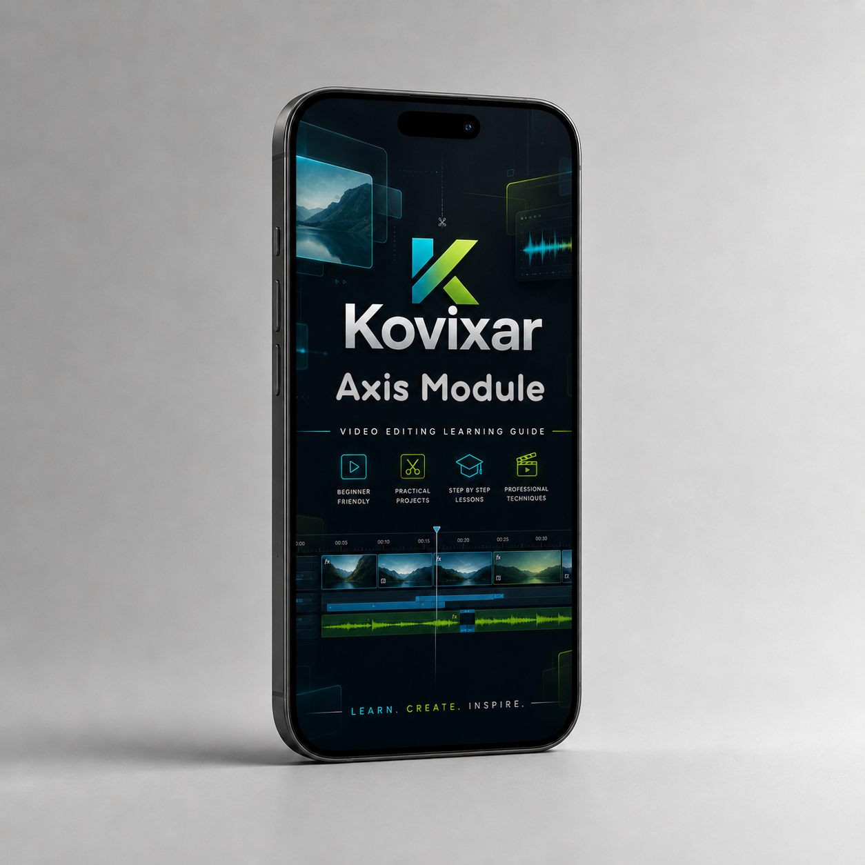 Smartphone displaying the Kovixar Axis Module app on a gray background