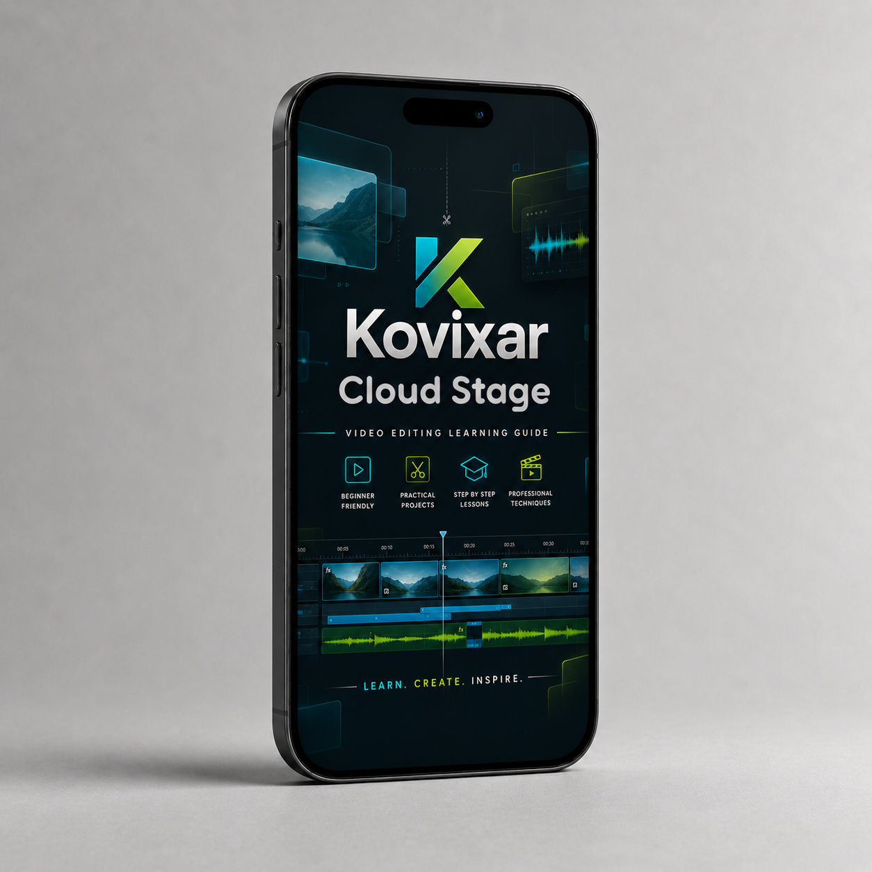 Phone displaying the Kovixar Cloud Stage app on a gray background