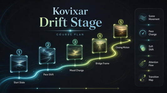 Kovixar Drift Stage course plan with visual elements on a dark background