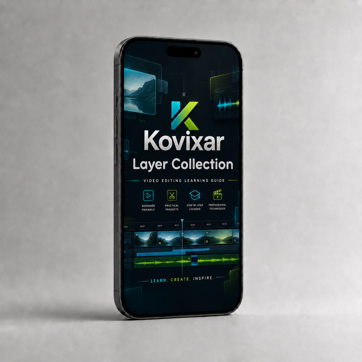 Phone displaying Kovixar Layer Collection app on a gray background