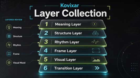 Kovixar Layer Collection diagram with six layers on a dark background
