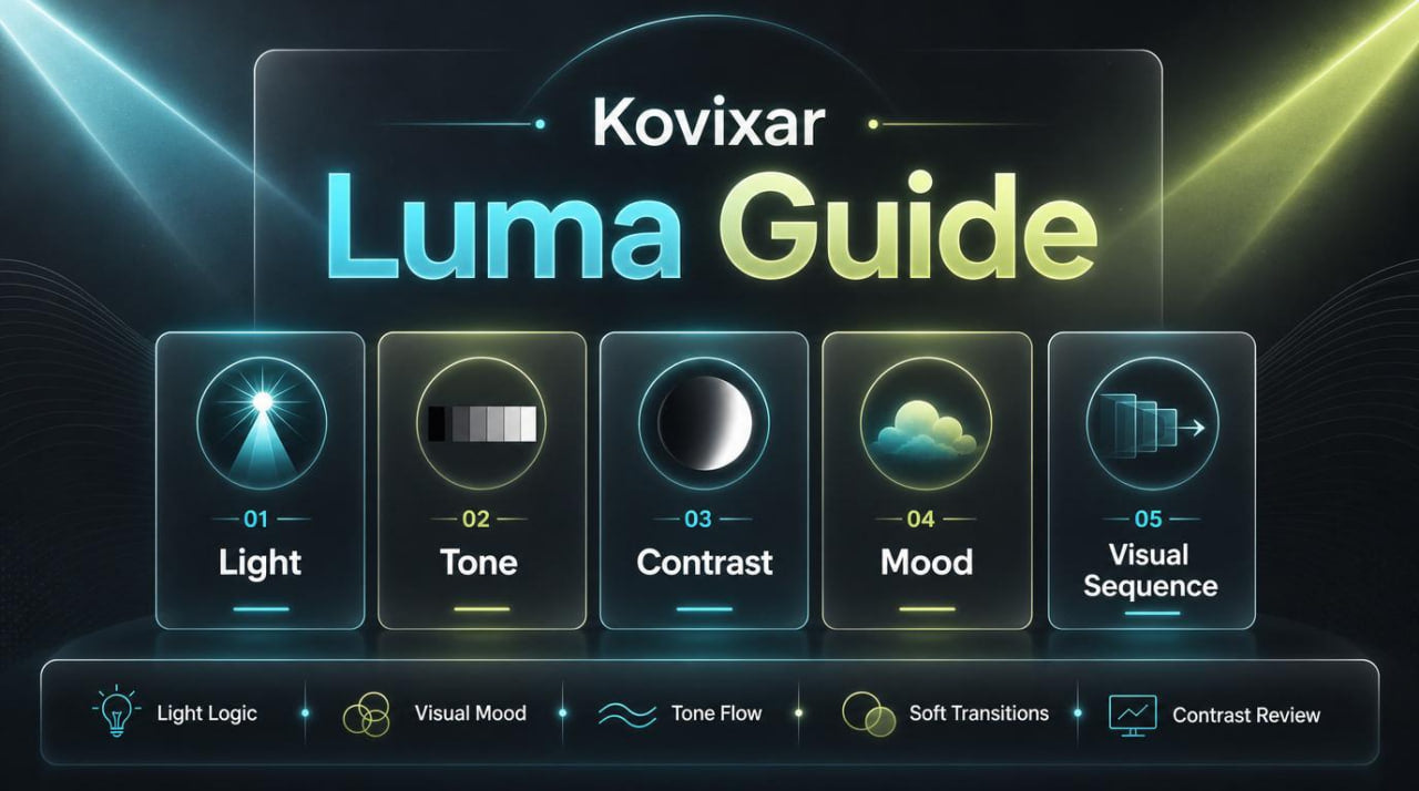 Kovixar Luma Guide interface with various settings on a dark background